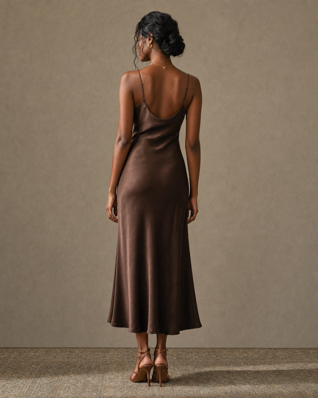 Boho Cowl Neck Suede Slip Midi Dress Spaghetti Strap Bodycon Evening Dress MVA000530AA