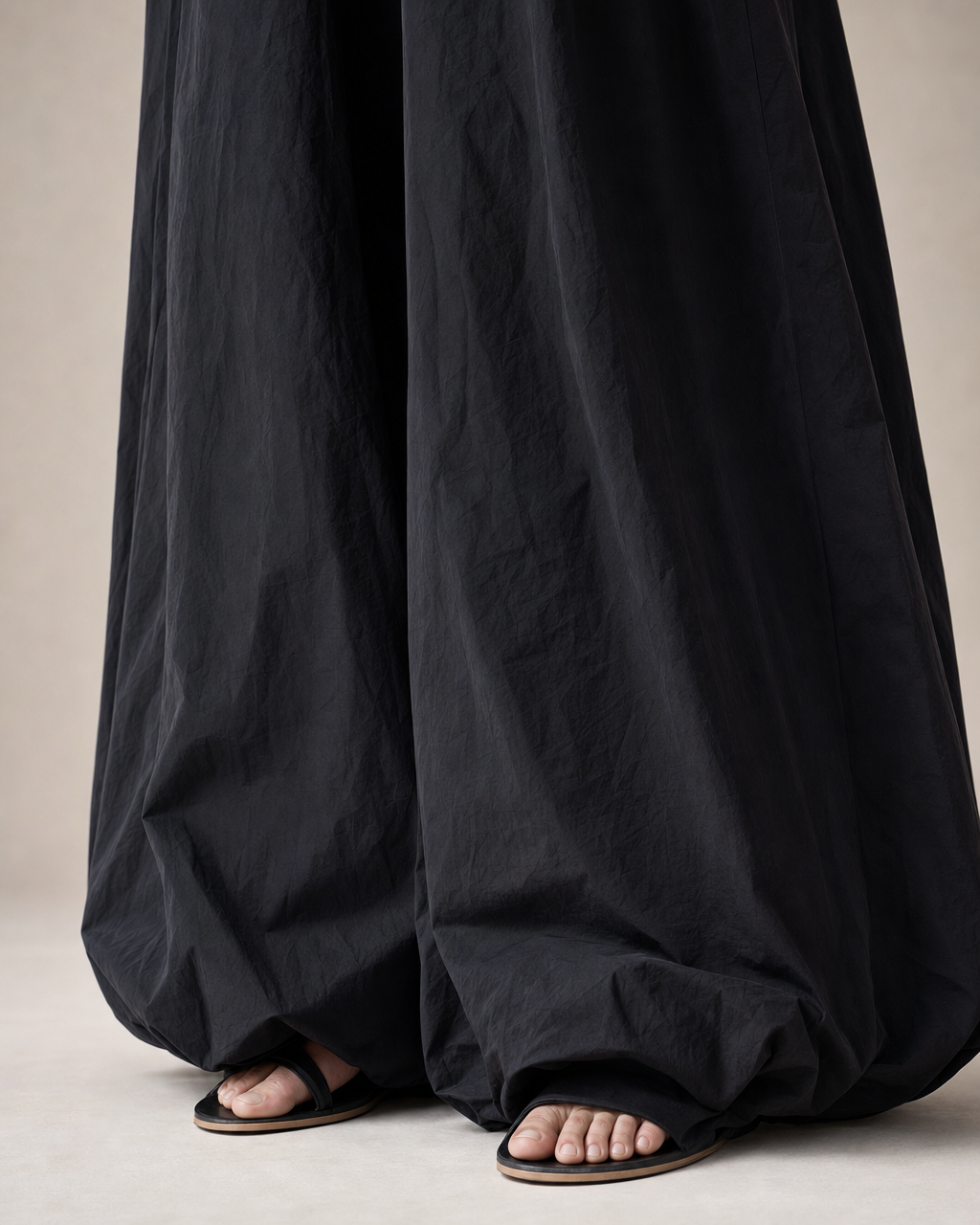 Casual Ivory Off-shoulder Crop Top And Black Wide-leg Balloon Pants Set MVA002110AA