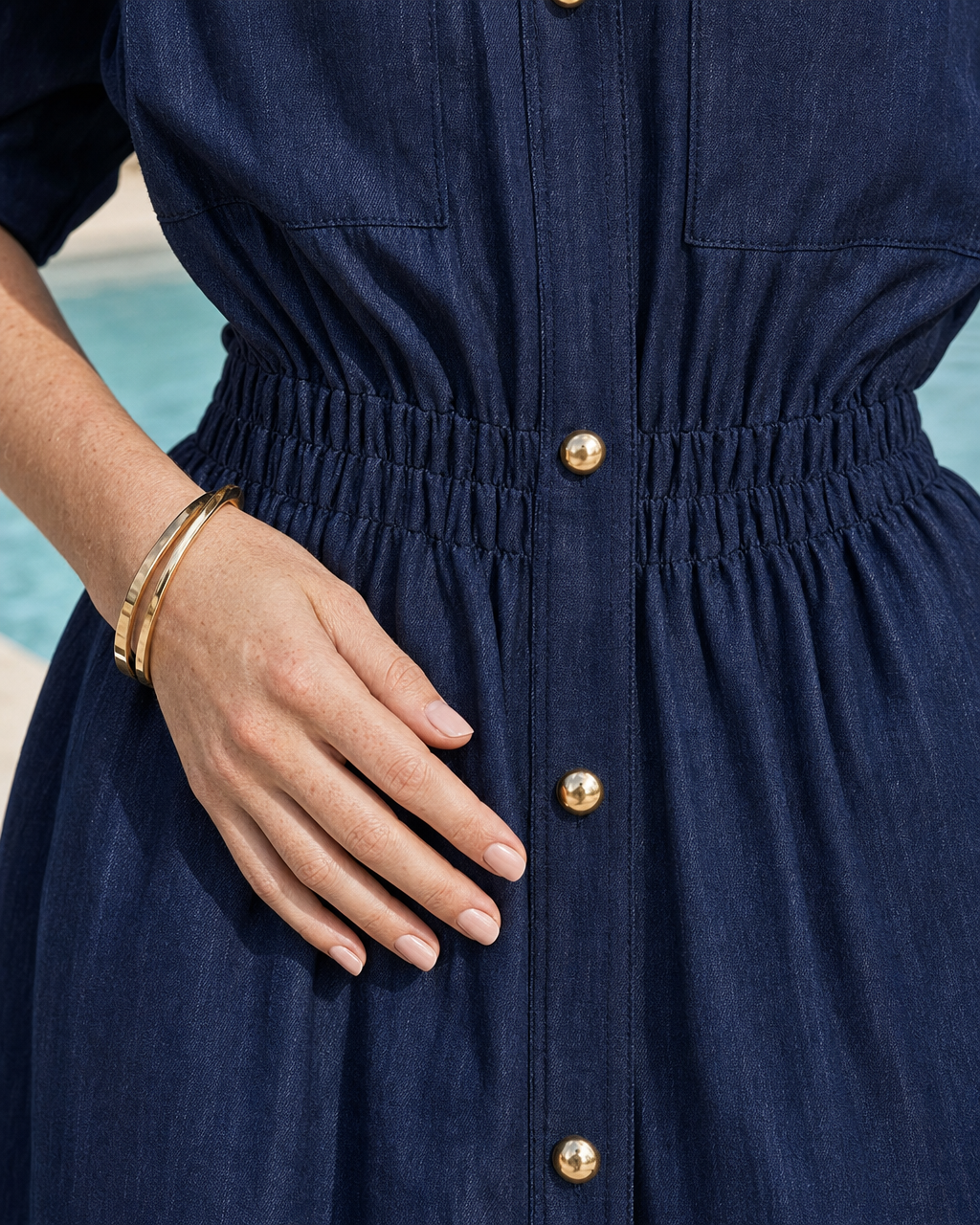 Casual Navy Shirt-collar Short-sleeve Ruffle-hem Mini Shirt Dress MVA000990AA