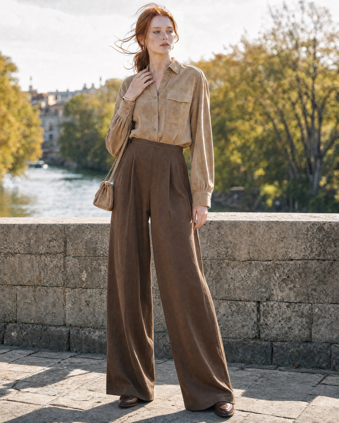 Casual Oatmeal Knit Round-neck Long-sleeve Two-piece Set MVA001290AA