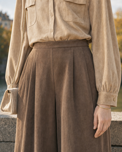 Casual Oatmeal Knit Round-neck Long-sleeve Two-piece Set MVA001290AA