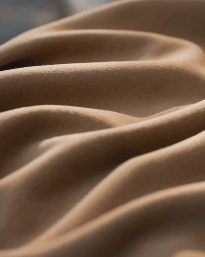 Classic Camel Wool-blend Lapel Long-sleeve Maxi Coat MVA002010AA